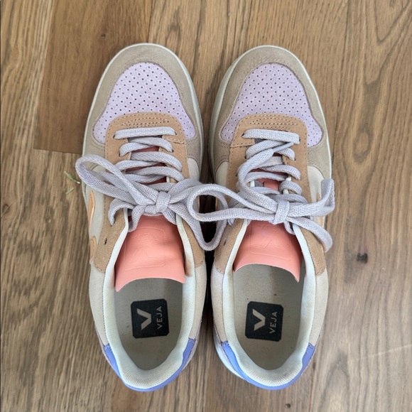 VEJA V-10 SUEDE MULTICOLOR PEACH sneakers size 7.5 - Picture 11 of 13